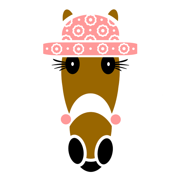 April Hattindon classic hat in pink with white florette pattern.