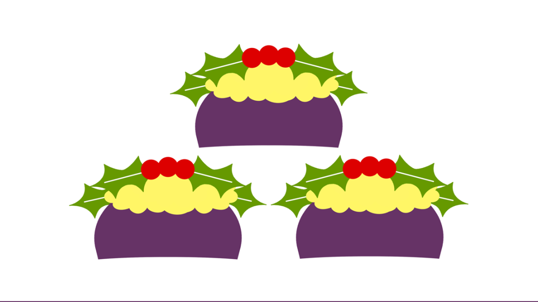 A trio of plum puddings. Featured image, Plum Pudding.