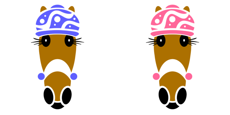 BOBBIE in luscious medium blue and flirty pink. 