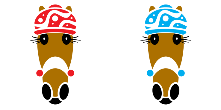 BOBBIE mod cap in red and turquoise.