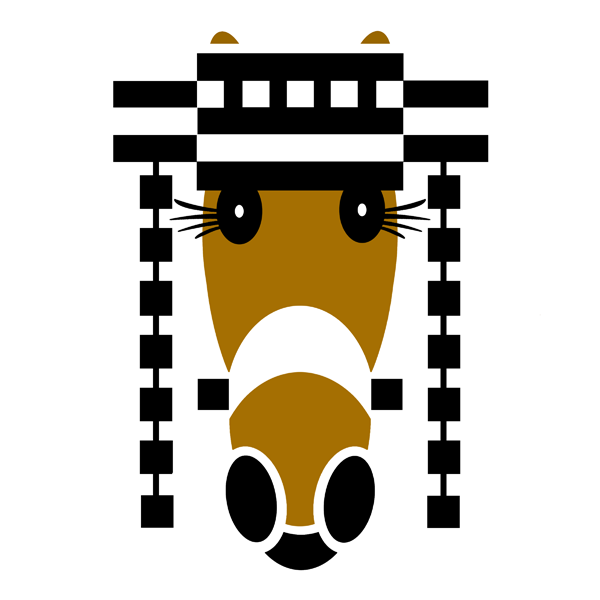 Hattingdon wears a Japanese and art deco inspired black and white headdress.