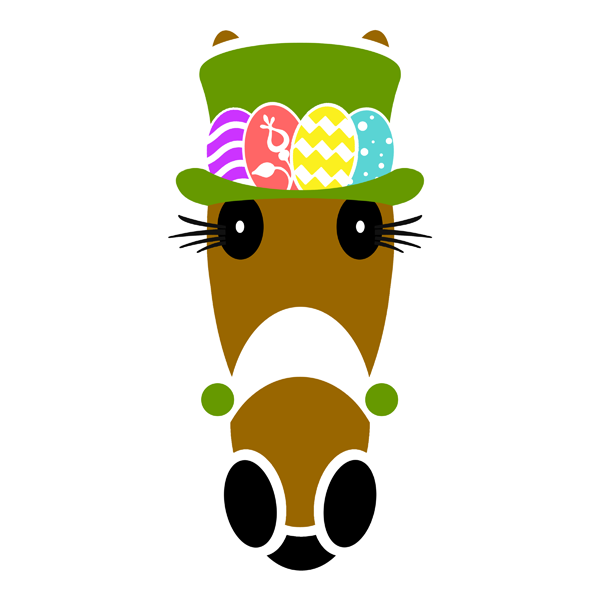 Avril Hattingdon Easter green top hat with decorative eggs across the front.