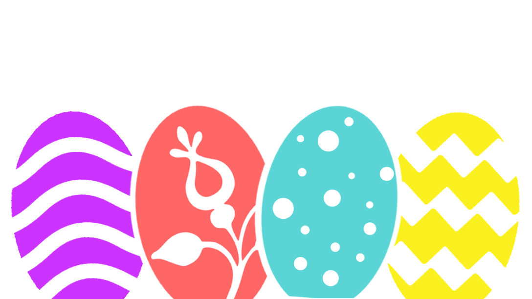 LiLac, pink, turquoise and yellow Easter egg header, Avril hat.