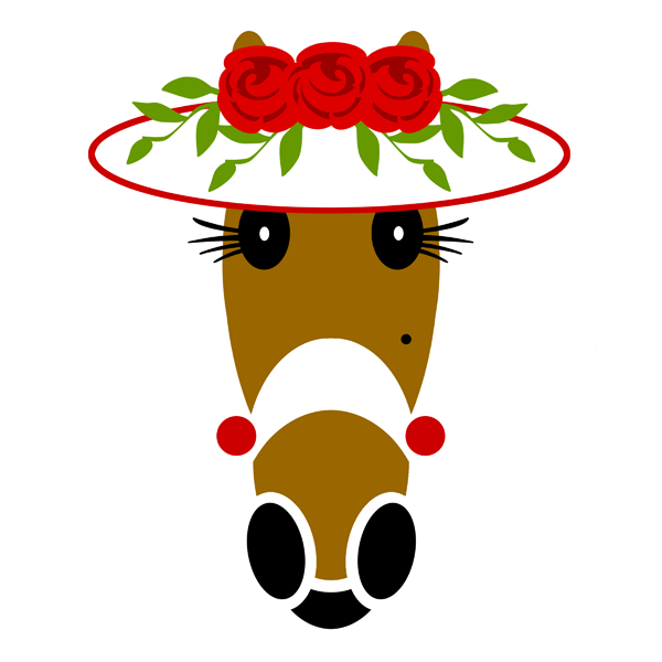 Susanna fashion hat with trio of Hattingdon's signature red roses and green leaves. 