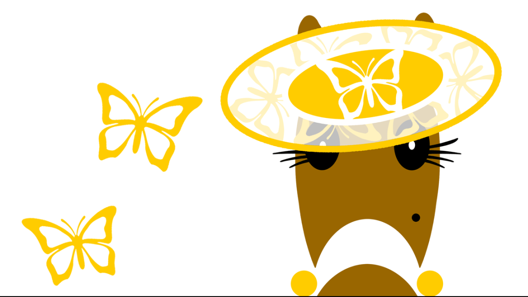 Yvette Hattingdon butterfly hat blog header in sunny yellow.