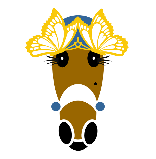 Ariel Hattingdon in large butterfly fashion hat with blue cap.