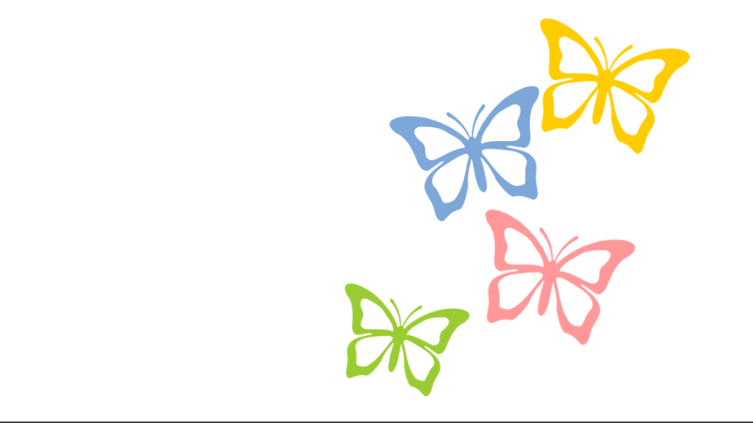 Butterflies in yellow, blue, pink and green blog art. By VivianJGrant