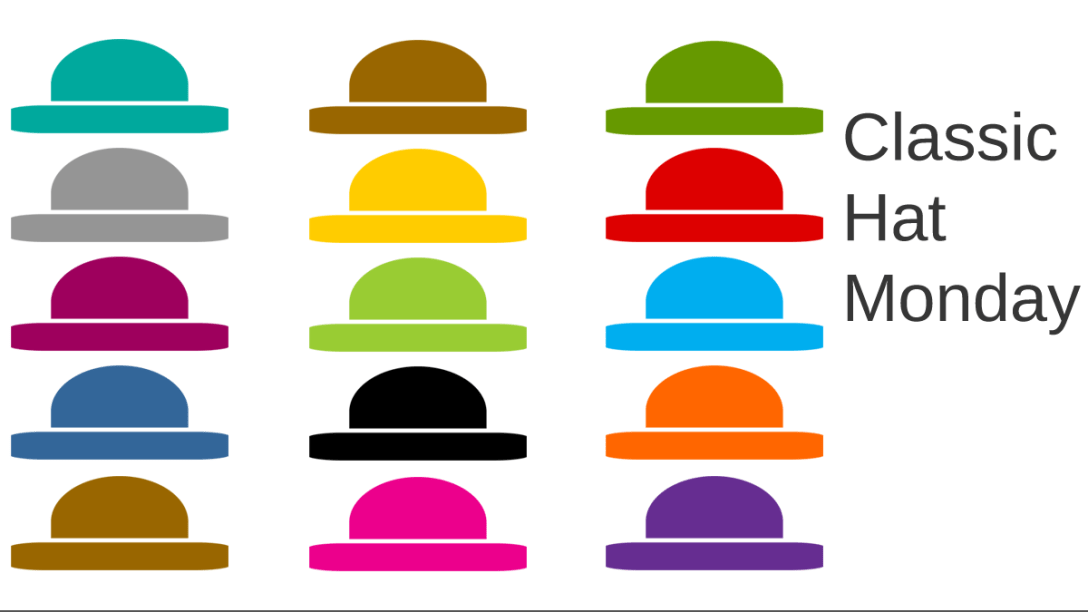 Classic Hat Monday blog header artwork. Colorful and fab!