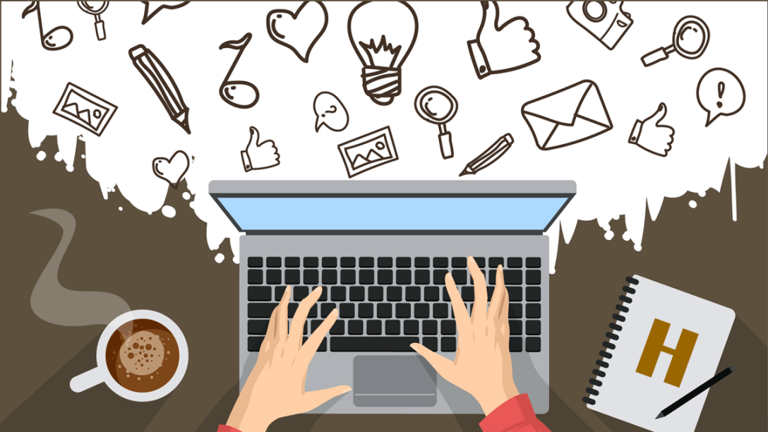 Blogger Day featured image art with laptop.