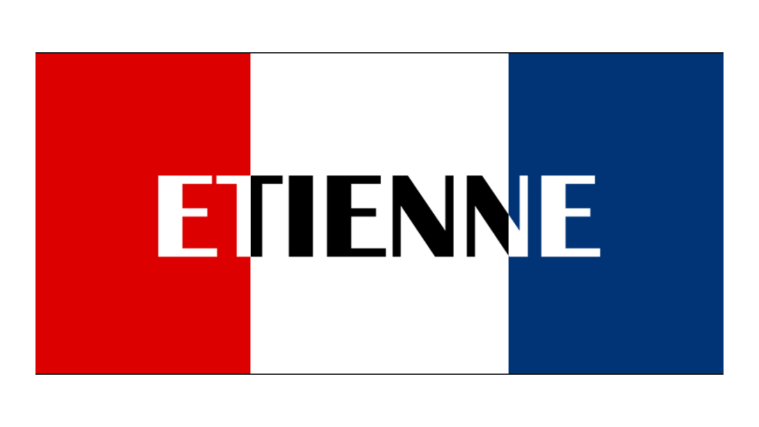 Etienne in the colors of the French flag.