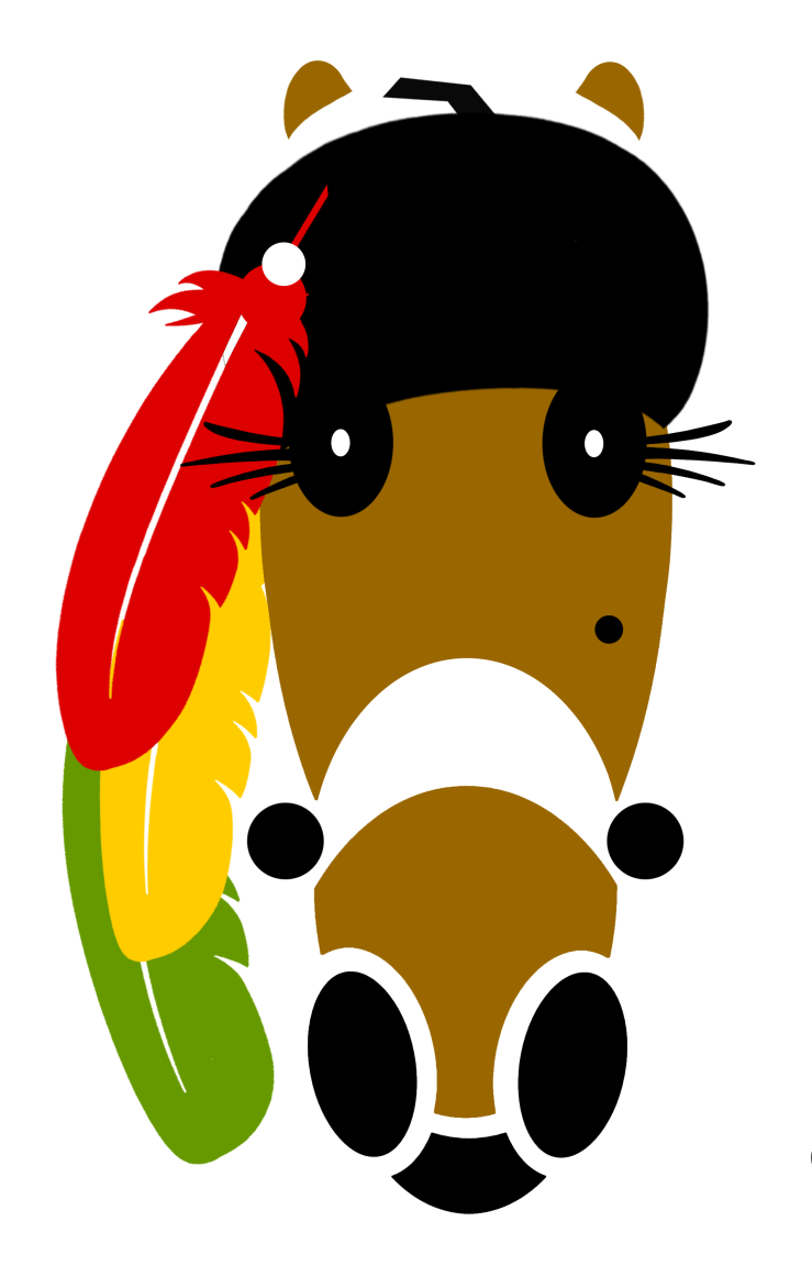 Large file. Black beret with a trio of trailing red, yellow and green feathers.